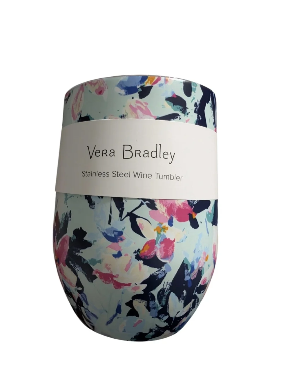 Vera Bradley Floral Stainless Steel Wine Tumbler - Light Blue/Pink 12 Ounces
